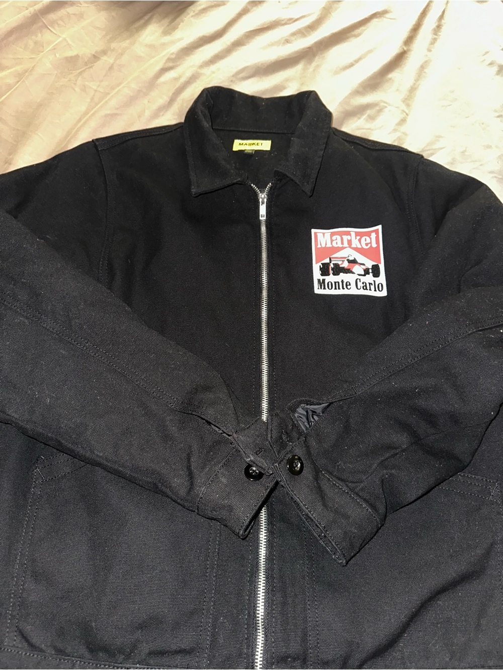 Arket Black Zip-Up Monte Carlo Shirt Jacket